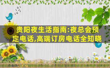 贵阳夜生活指南:夜总会预定电话,高端订房电话全知晓